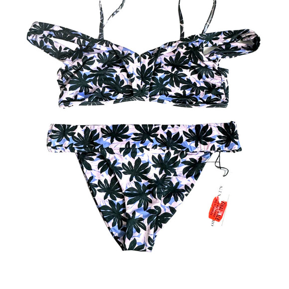 Alexandra Miro Bikini‎ Two Piece Swimsuit Tropical Print Blue Pink Sz M NEW - Picture 2 of 8